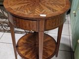 a table that has a shelf on top of it