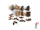 many different types of hats that are on a white surface