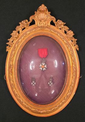 une photo d'un cadre doré contenant une rose rouge