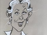 an image of a drawing of a woman in a black and white dress