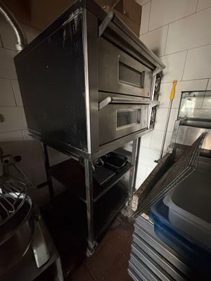 an image of a commercial kitchen with a stove and oven
