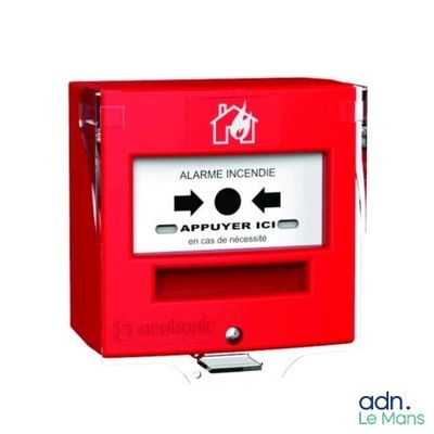 a red fire extinguisor that is attached to a wall