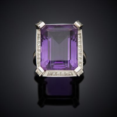 an amethorate and diamond ring