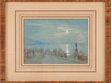 an image of a painting of a beach scene with people on it