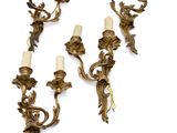 pair of antique brass wall sconces with flowers and leaves
