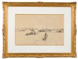 an image of a drawing of a man walking in the desert