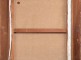 an old wooden window with a brown frame and a white window pane