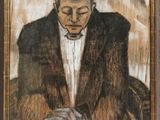 tableau représentant un homme en smoking tenant un livre