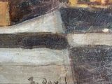 a painting of a plate of food on a table