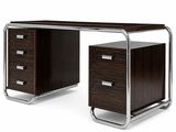 a close up of a desk with two drawers on a white background