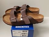 brand new birkenstock men ' s brown leather sandals