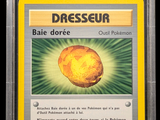 a close up of a card with a yellow border on it