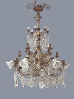 Important lustre en bronze doré à seize bras de lumière sur … (photo 3)