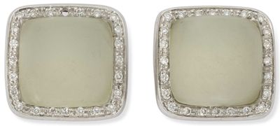 pair of white jade and diamond earrings