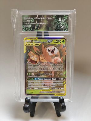 gros plan d'une carte pokemon dans un étui en plastique