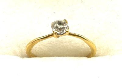 Alliance en or jaune 18K 750 ml, ornée d'un diamant taille ancienne en - Photo 1