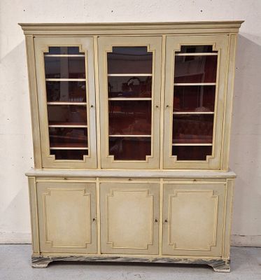 Bibliothèque en bois peint à trois portes pleines en partie … - Photo 1