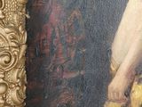 a painting of a woman holding a banana in her hand