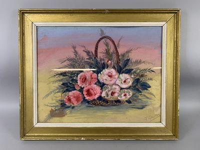 F. GARNIER (XXème) - "Bouquet de fleurs roses".