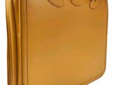 an image of a tan leather briefcase on a white background