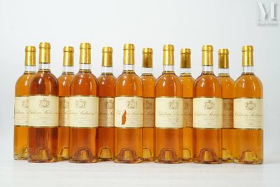 six bouteilles de vin sont alignées sur une surface blanche
