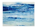 un tableau représentant un océan bleu avec des vagues