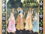 a painting of a group of women dancing in a garden