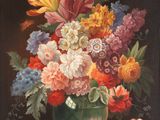 une peinture de fleurs dans un vase sur une table