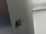 a close up view of a computer monitor with a keyboard