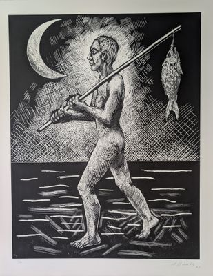 Robert LLIMOS (né en 1943) Pêche au clair de lune, 1985