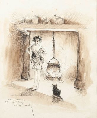 LOUIS ICART (1888-1950), « La cheminée », Encre et lavis d’e…