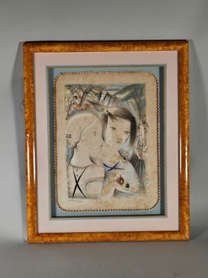 peinture d'une femme tenant un enfant dans ses bras