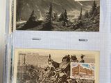 two pictures of a man riding a horse in the mountains