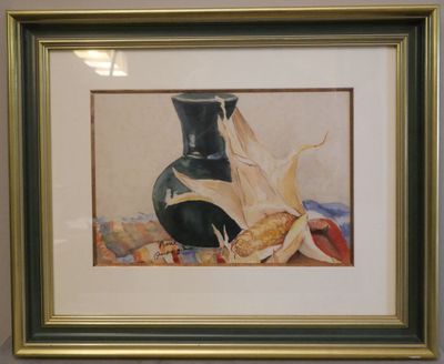 PIERRE AMBROGIANI - Nature morte au maïs - Aquarelle - Signé…