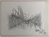 a drawing of a drawing of a building with a lot of windows