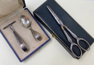 Ciseaux à raisin, manches argent fourré (950 ‰)