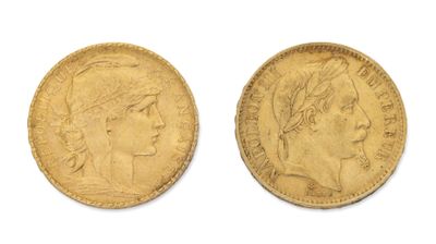 deux souverains d'or, dont l'un représente la tête d'une femme et l'autre une couronne