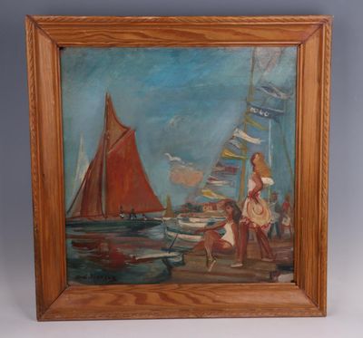 an image of a painting of a sailboat on a body of water
