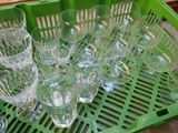 a tray with a bunch of empty wine glasses on it