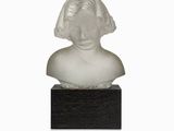 marble bust of a woman on a wooden base