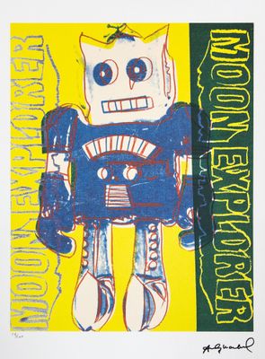 une image représentant un robot peint sur un fond jaune et vert