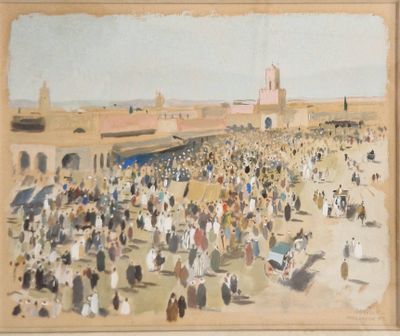 un tableau représentant une foule nombreuse sur la plage