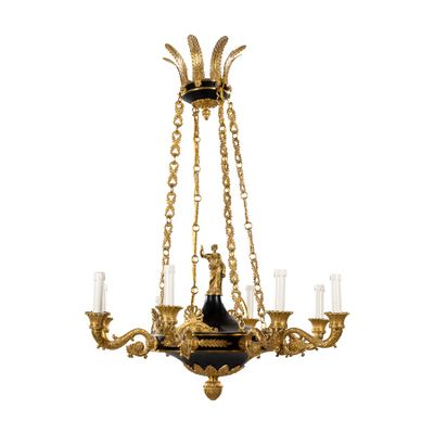 une image d'un lustre avec des bougies suspendues au plafond