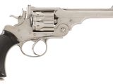 a close up of a revolver on a white background