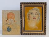un tableau représentant une femme avec un chapeau et un autre tableau représentant une femme avec un chapeau