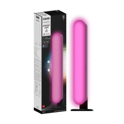 the pink light is on in front of the box