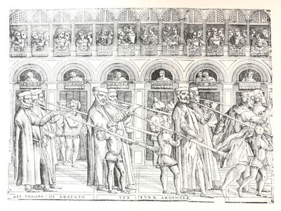 une illustration représentant un groupe d'hommes jouant du trombone