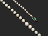 un collier de perles de culture et de diamants, de la marque Business