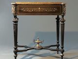 une petite table sur laquelle est posé un oiseau