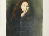tableau représentant une femme les yeux fermés, les mains sur le visage